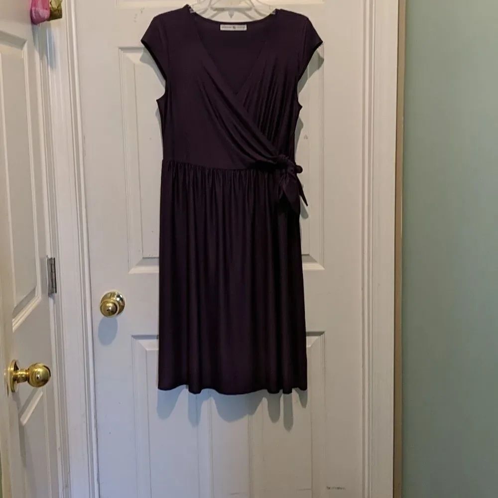 Signature Collection purple faux wrap dress Sz M